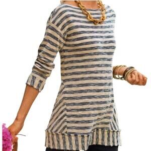 Soft Surroundings Size EST M Marina Stripe Pullover Sweater coastal chic beachy
